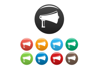Vintage megaphone icons set color vector