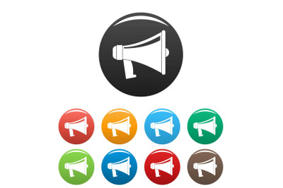 Antique megaphone icons set color vector