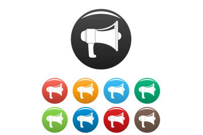 One megaphone icons set color vector