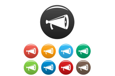 Megaphone with handle icons set color vector