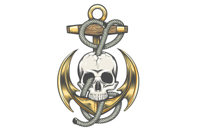 Skull and Anchor Colorful Tattoo