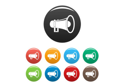 Sound of megaphone icons set color vector