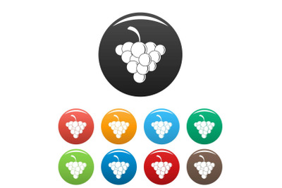 Mellow grape icons set color vector