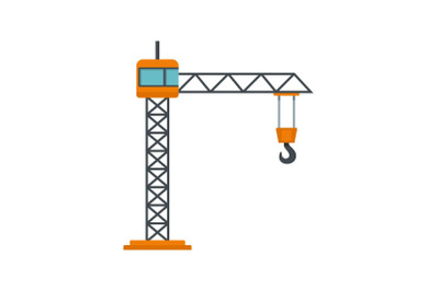Construction crane icon, flat style