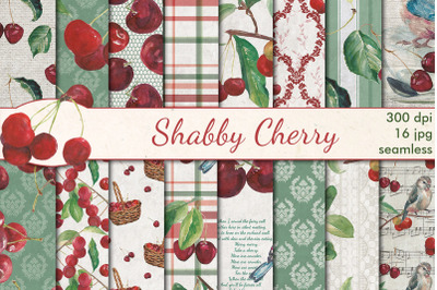 Shabby cherry  seamless patterns