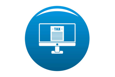 Tax by computer icon vector blue