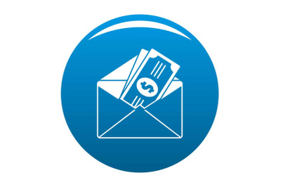 Money in envelope icon vector blue