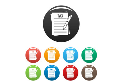 Income declaration icons set color vector