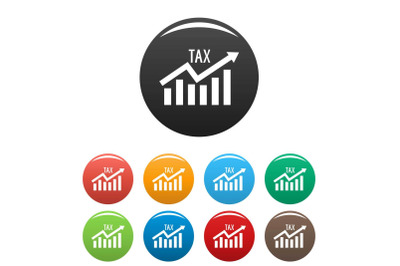 High tax icons set color vector