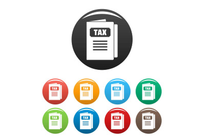 Tax icons set color vector