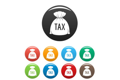 Money bag icons set color vector
