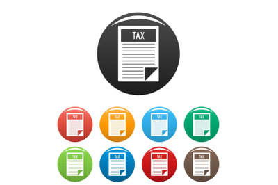 Tax sheet icons set color vector