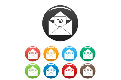 Tax email icons set color vector