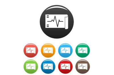 Electrocardiogram icons set color vector