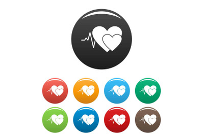 Cardiology icons set color vector