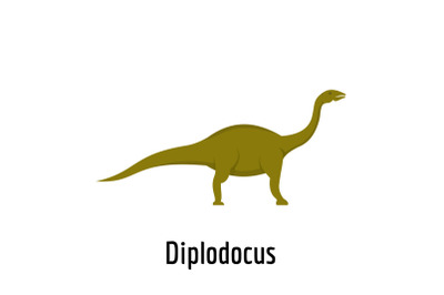 Diplodocus icon, flat style.