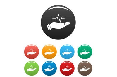 Heartbeat icons set color vector