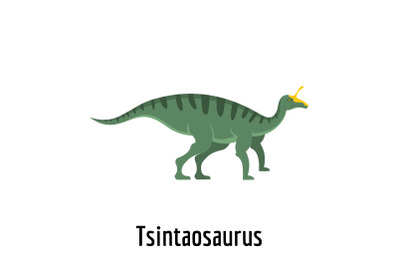 Tsintaosaurus icon, flat style.