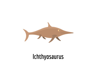 Ichthyosaurus icon, flat style.
