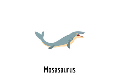Mosasaurus icon, flat style.