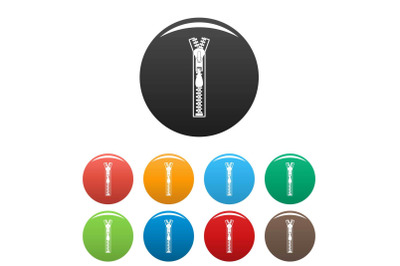 Big zip icons set color vector