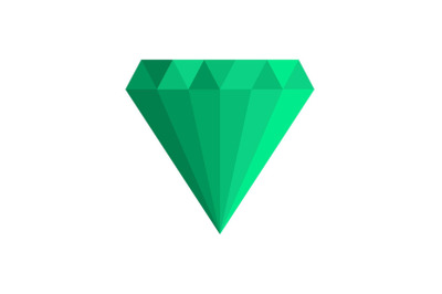 Green gem icon, flat style.