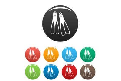 Flippers icons set color vector