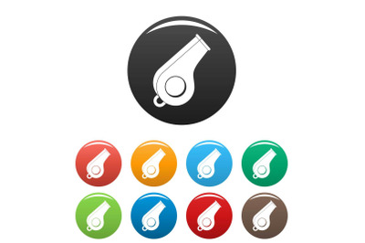 Whistle icons set color vector