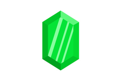 Green adamant icon, flat style.