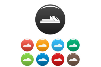 Boat icons set color vector