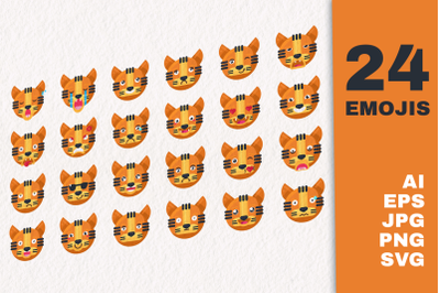 Tiger Cartoon Emoji Set