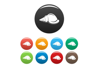 Marine shell icons set color vector