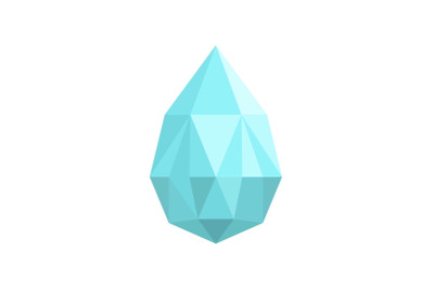 Teardrop shaped diamond icon, flat style.