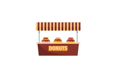 Donuts selling icon, flat style.