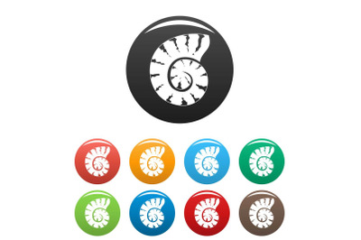 Striped shell icons set color vector
