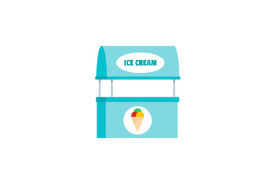 Ice creme selling icon, flat style.