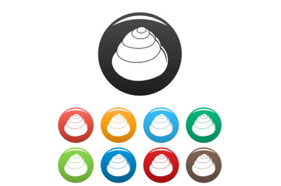 Animal shell icons set color vector