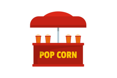 Pop corn selling icon, flat style.