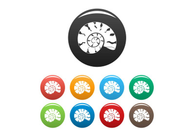 Round shell icons set color vector