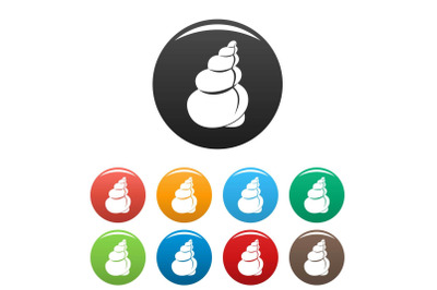 Twisted shell icons set color vector