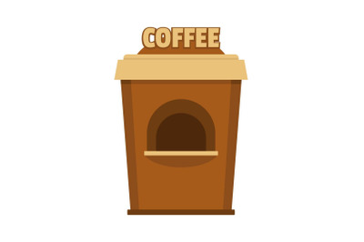 Coffee selling icon, flat style.