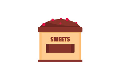 Sweets selling icon, flat style.