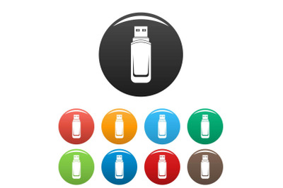 Mini flash drive icons set color vector