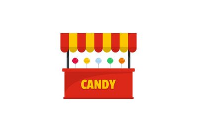 Candy selling icon, flat style.