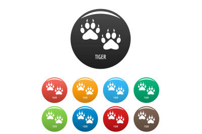 Tiger step icons set color vector