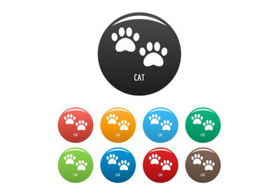 Cat step icons set color vector