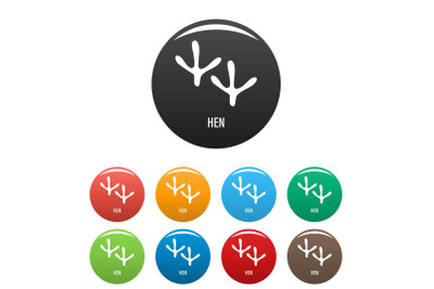Hen step icons set color vector