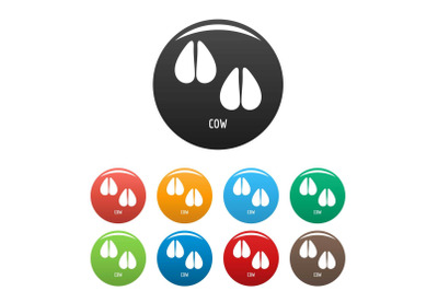 Cow step icons set color vector