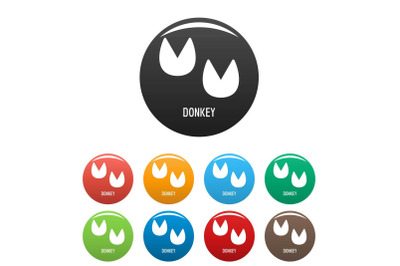 Donkey step icons set color vector