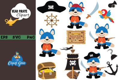 Bear pirate clipart &amp; SVG